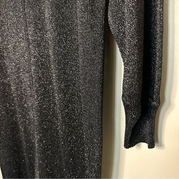 Vintage Bill Blass Knits | Black Metallic Knit Sparkle shoulder pads Le dress - Picture 6 of 9